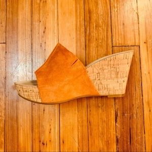 Nine West orange suede slide platform espadrille